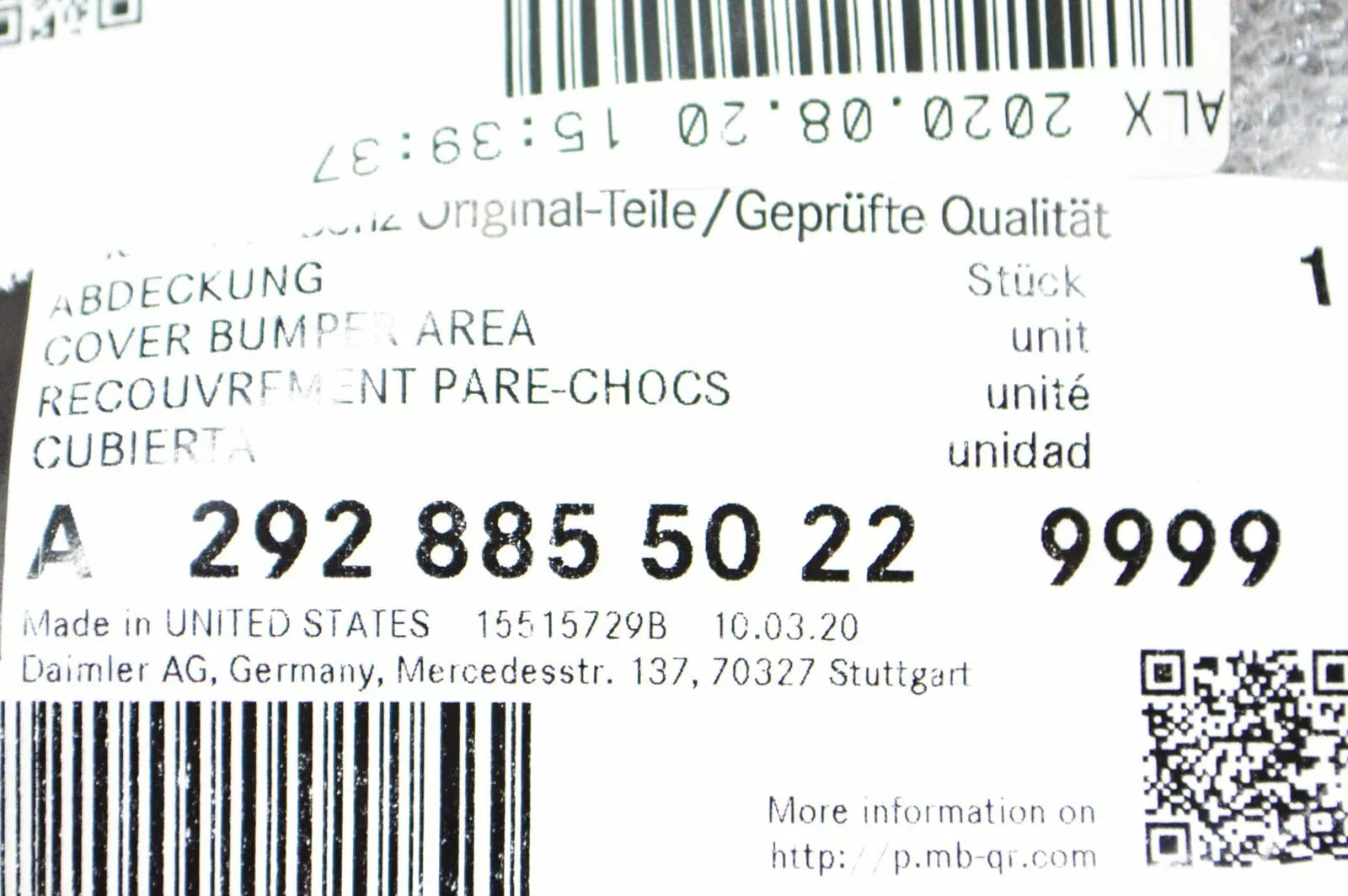 NEW MERCEDES-BENZ ML W166 FRONT BUMPER RIGHT COVER A29288550229999