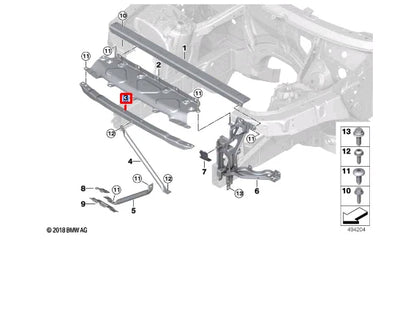 NEW BMW X5 G05 FRONT TOP RADIATOR CORE SUPPORT CONNECTION 51647421707 ORIGINAL