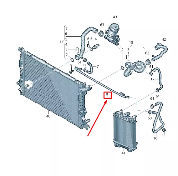 NEW AUDI Q5 8R FRONT ENGINE COOLANT PIPE 8R0121070F