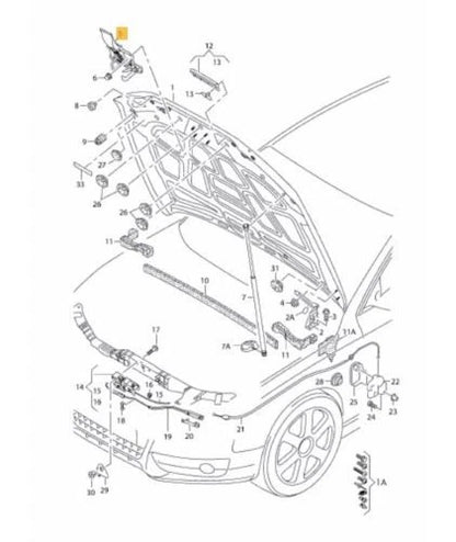 AUDI Q5 (09-17) FRONT BONNET HOOD RELEASE LATCH LOCK 8R0823480A 09-16 NEW