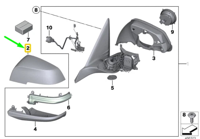 NEW BMW X2 F39 FRONT LEFT DOOR MIRROR COVER CAP 7461433 51167461433 ORIGINAL
