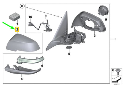 NEW BMW X2 F39 FRONT LEFT DOOR MIRROR COVER CAP 7461433 51167461433 ORIGINAL
