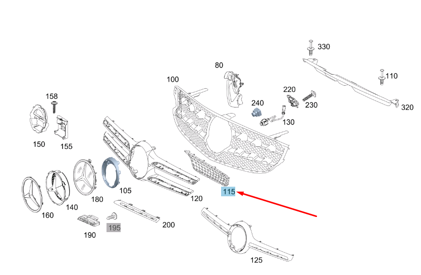 new mercedes-benz glc x253 front left lower trim grille a2538880101 original