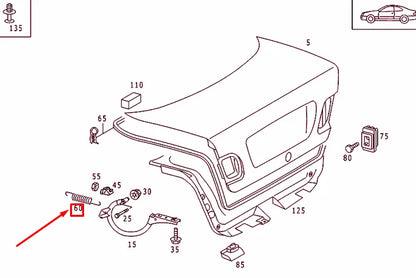 NEW MERCEDES-BENZ CLK C208 REAR LID SPRING A2087570029 ORIGINAL