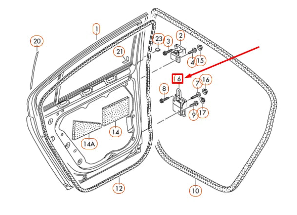 NEW VOLKSWAGEN PASSAT B7 REAR RIGHT DOOR LOWER HINGE 3C8833412B ORIGINAL