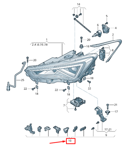 new seat tarraco kn right headlamp housing repair kit 5fj998226a original
