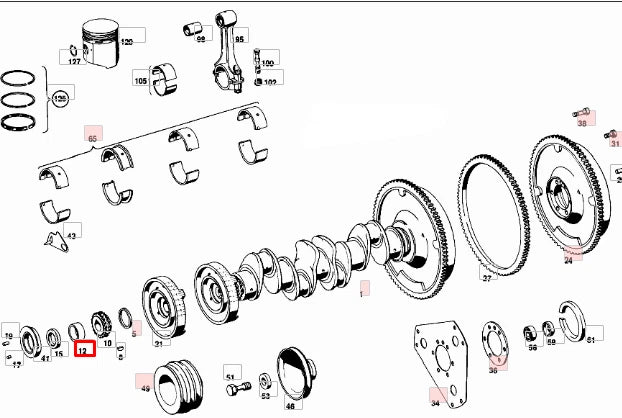 NEW MERCEDES BENZ S W108 CRANKSHAFT SPACER RING A1080310251 ORIGINAL
