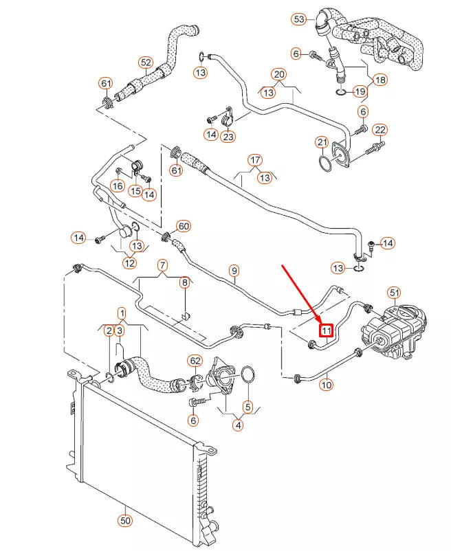 NEW AUDI A6 C7 COOLING SYSTEM REAR LEFT BREATHER LINE 4G0121081CS ORIGINAL