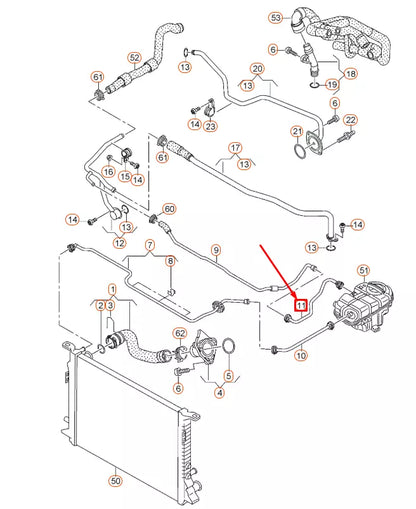 NEW AUDI A6 C7 COOLING SYSTEM REAR LEFT BREATHER LINE 4G0121081CS ORIGINAL