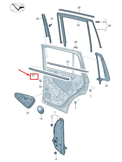 NEW VW T-ROC A1 REAR LEFT INNER WINDOW APERTURE SEAL 2GA839479B5AP