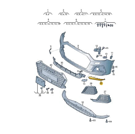 NEW AUDI A1 SPORTBACK GBA FRONT BUMPER LEFT SPOILER 82A807061AGRU