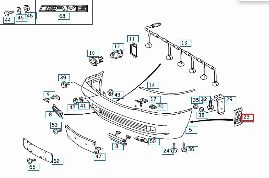 NEW MERCEDES-BENZ S W140 FRONT RIGHT BUMPER GUIDE A1408800230 ORIGINAL