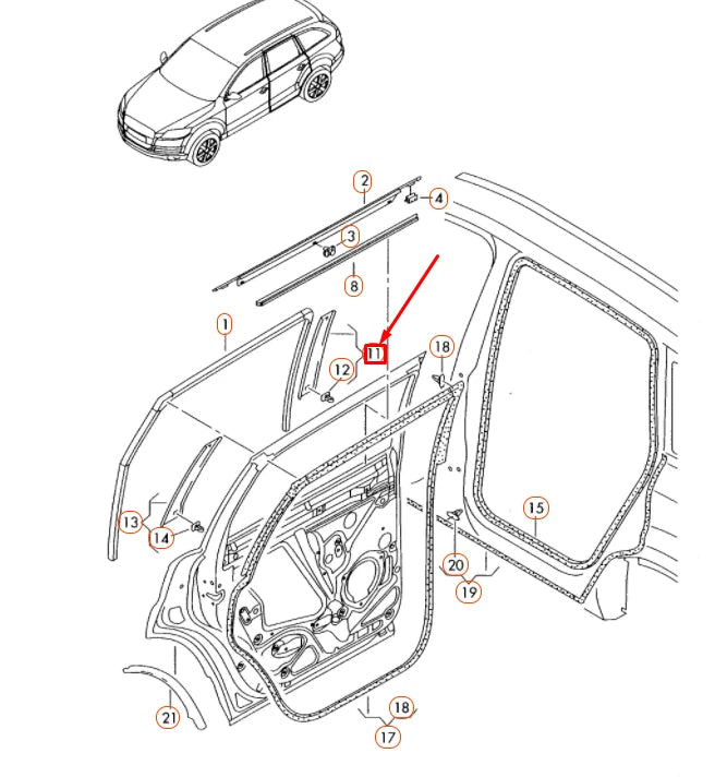 NEW AUDI Q7 4L REAR LEFT DOOR B-PILLAR TRIM COVER 4L0839901Y9B ORIGINAL