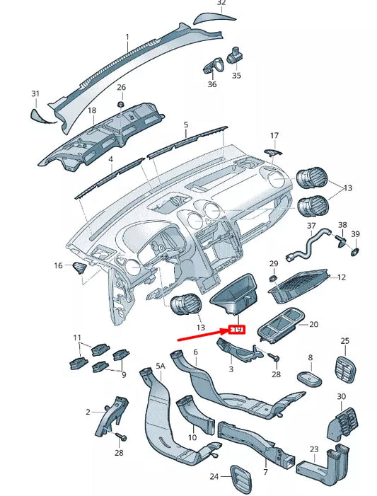NEW VW CADDY 2K MK3 AIR GUIDE CHANNEL INTERMEDIATE PIECE 2K0819063A