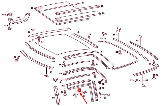 NEW MERCEDES-BENZ SL R107 HARDTOP WINDOW LEFT WEATHERSTRIP A1077200578 B