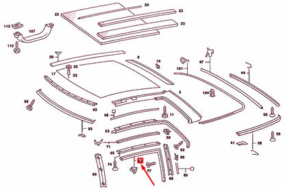 NEW MERCEDES-BENZ SL R107 HARDTOP WINDOW LEFT WEATHERSTRIP A1077200578 B