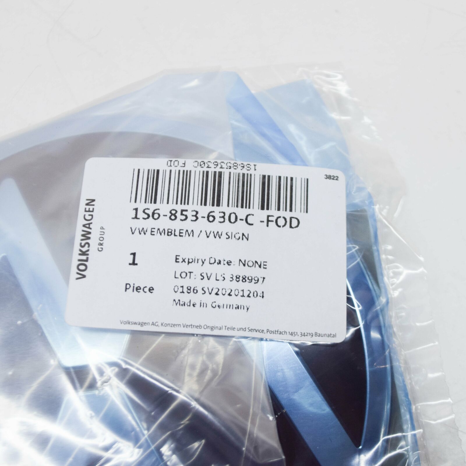 NEW VOLKSWAGEN UP REAR BADGE EMBLEM 1S6853630CFOD ORIGINAL