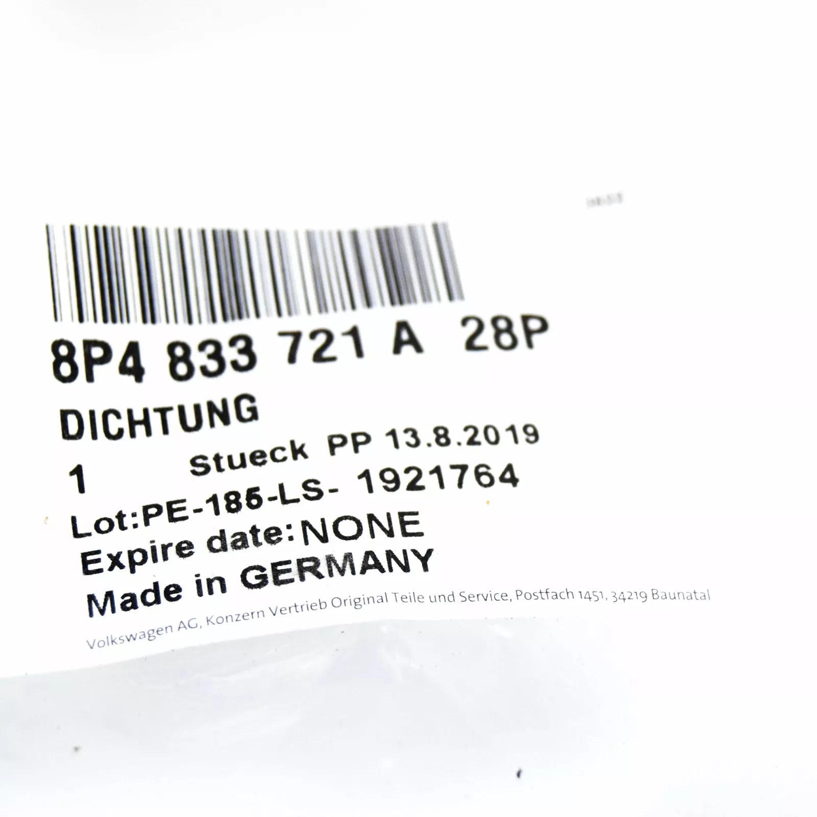 NEW AUDI A3 8P REAR DOOR INNER SEAL 8P4833721A28P