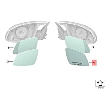 NEW BMW 3 F30 FRONT RIGHT DOOR MIRROR GLASS HEATED CONVEX 51168059570 ORIGINAL