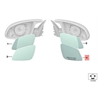 NEW BMW 3 F30 FRONT RIGHT DOOR MIRROR GLASS HEATED CONVEX 51168059570 ORIGINAL