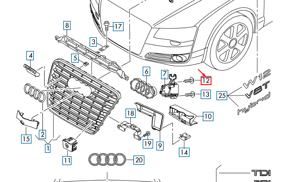 new audi a8 d4 front retaining plate screw n10507201 original
