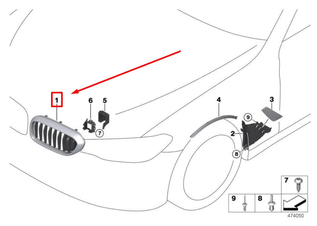 NEW BMW 5 G30 FRONT RIGHT GRILL 7390864 51137390864 ORIGINAL