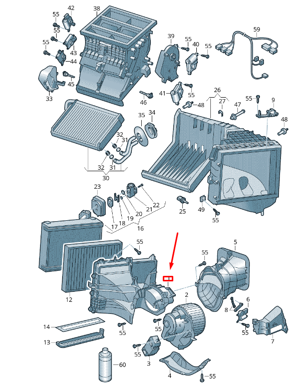 new vw transporter vi t6 blower housing lhd 7e5815153 original