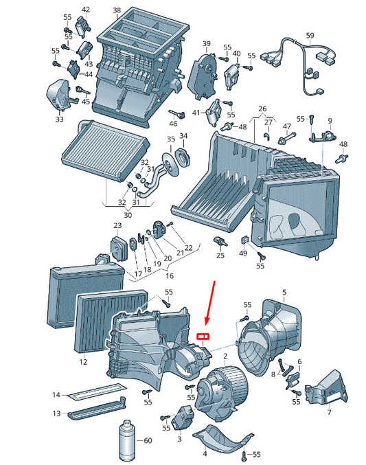new vw transporter vi t6 blower housing lhd 7e5815153 original