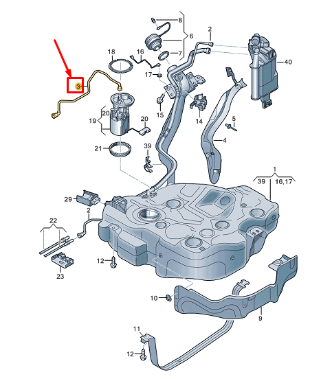 new vw golf cd mk8 fuel supply line 5wa201293b original