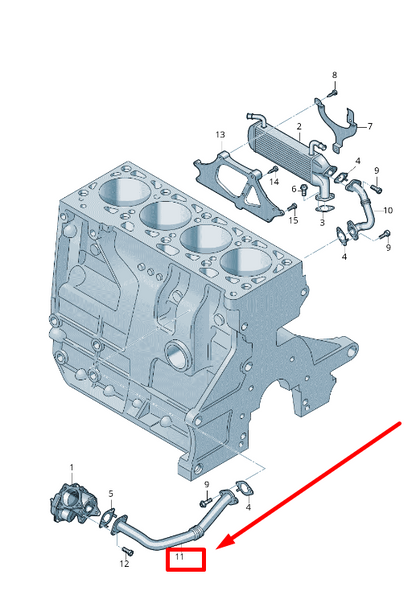 new vw amarok 2h, s1b egr block connecting pipe 03l131521ar original