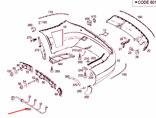 NEW MERCEDES-BENZ C W204 REAR BUMPER PARKTRONIC WIRING A2075403434 ORIGINAL