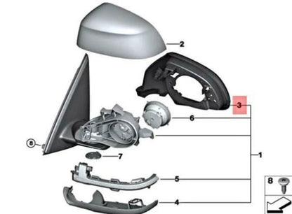 NEW BMW X3 F25 FRONT LEFT DOOR MIRROR COVER SUPPORT RING 51167327913 ORIGINAL