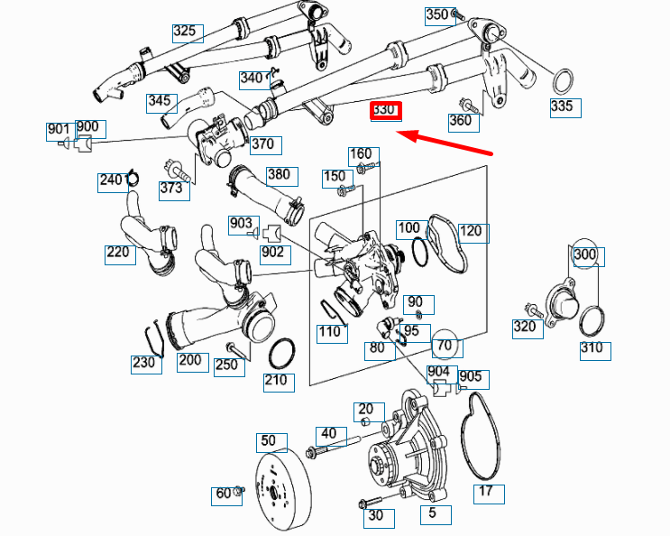 NEW MERCEDES-BENZ C W204 ENGINE COOLING FEED LINE A2712002452 ORIGINAL