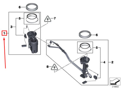 NEW BMW X5 F15, F85 RIGHT FUEL PUMP 16117324296 7324296 ORIGINAL
