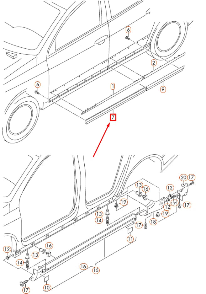 NEW VOLKSWAGEN PASSAT B6 FRONT RIGHT DOOR LOWER MOLDING 3C0854940A9B9 ORIGINAL
