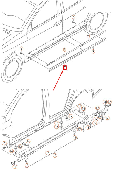 NEW VOLKSWAGEN PASSAT B6 FRONT RIGHT DOOR LOWER MOLDING 3C0854940A9B9 ORIGINAL