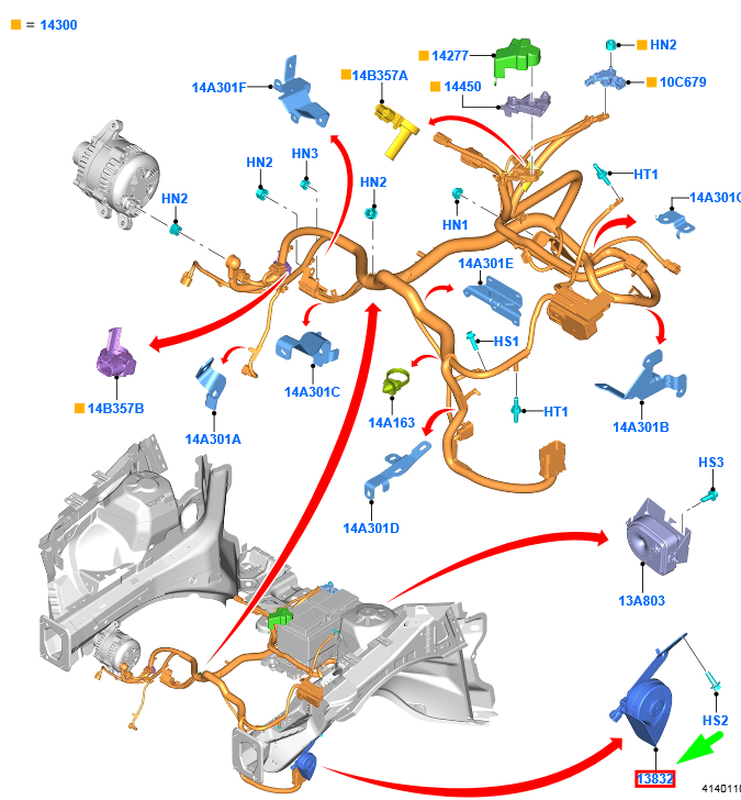 new ford galaxy mk3 left side high pitch horn 1917032 original