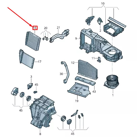 NEW VOLKSWAGEN BEETLE A5 HEAT EXCHANGER LHD 561819031C ORIGINAL