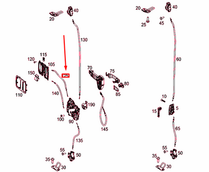 NEW MB VITO W447 REAR PANEL DOOR RIGHT CONTROL CABLE A4477604100 ORIGINAL
