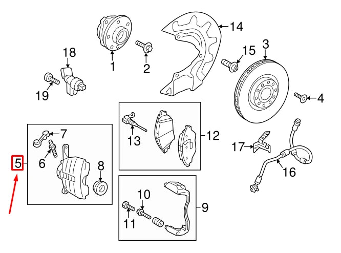 NEW AUDI A3 SPORTBACK 8V FRONT LEFT BRAKE CALIPER 8V0615123D ORIGINAL