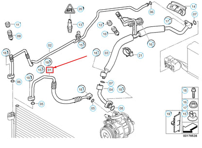 NEW BMW 5 E60 AC REFRIGERANT DISCHARGE HOSE LINE 64509181834 9181834 ORIGINAL