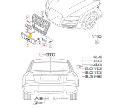 new audi a6 s6 front bumper radiator grille 4f0853651akvmz original