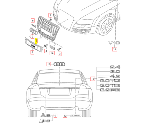 new audi a6 s6 front bumper radiator grille 4f0853651akvmz original