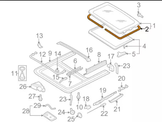 NEW AUDI A4 B7 SUNROOF GLASS GASKET 8D0877297