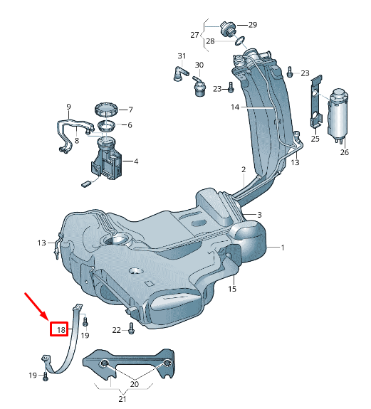 new skoda rapid nh fuel tank tensioning strap 6r0201653a original