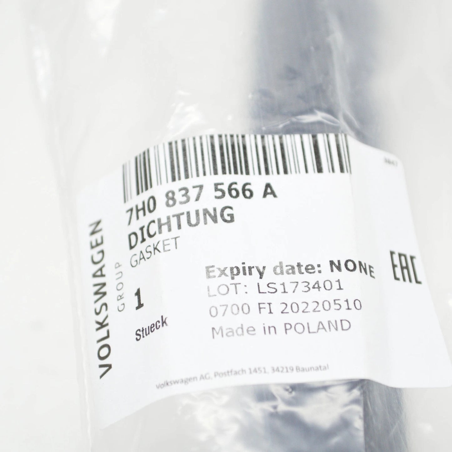 NEW VOLKSWAGEN TRANSPORTER T5 FRONT RIGHT DOOR SEAL 7H0837566A ORIGINAL