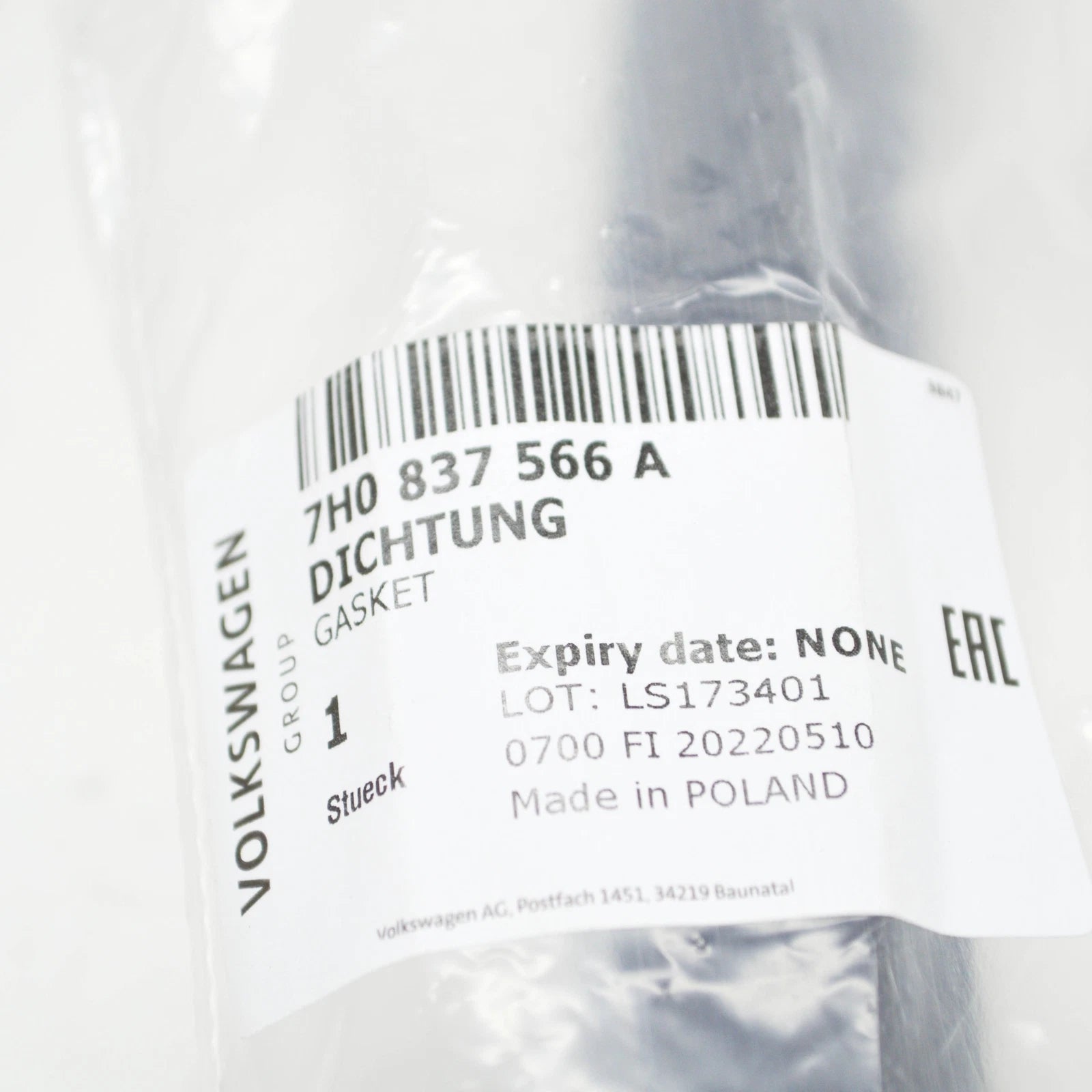 NEW VOLKSWAGEN TRANSPORTER T5 FRONT RIGHT DOOR SEAL 7H0837566A ORIGINAL