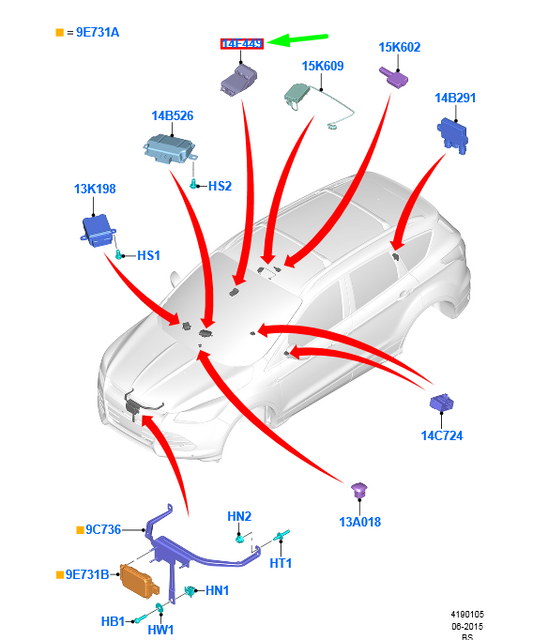 new ford kuga mk2 c520 collision avoidance sensor 1801164 cv4t-14f449-ac