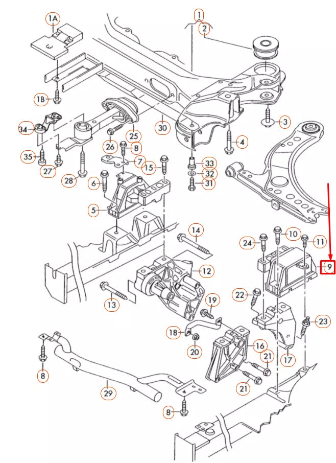NEW VOLKSWAGEN BEETLE 9C LEFT GEARBOX MOUNT 1J0199555BR