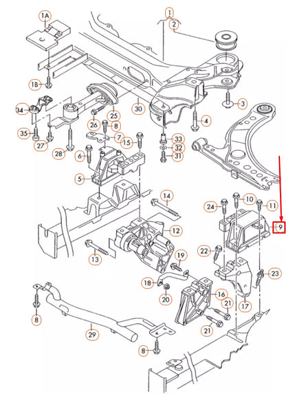 NEW VOLKSWAGEN BEETLE 9C LEFT GEARBOX MOUNT 1J0199555BR